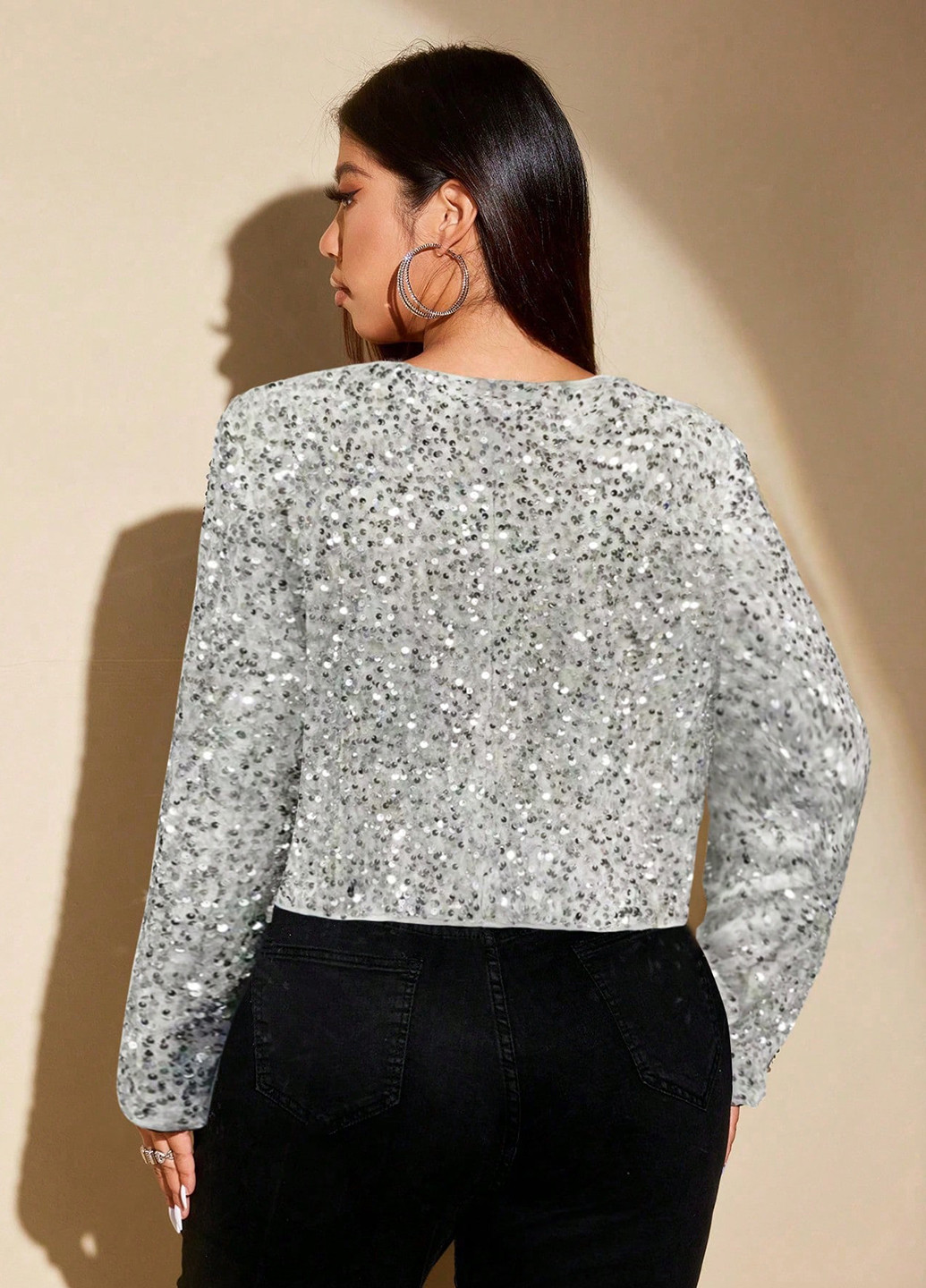 Серебряный демисезонный кардиган SHEIN