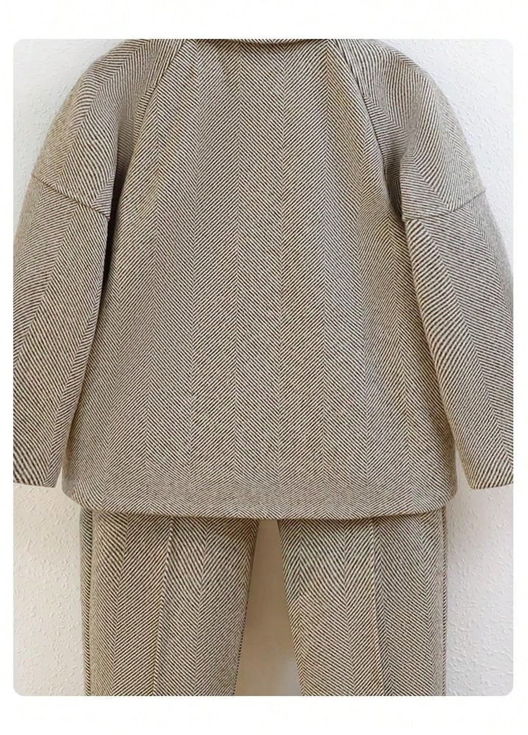 Серый демисезонный костюм (куртка-рубашка, брюки) SHEIN