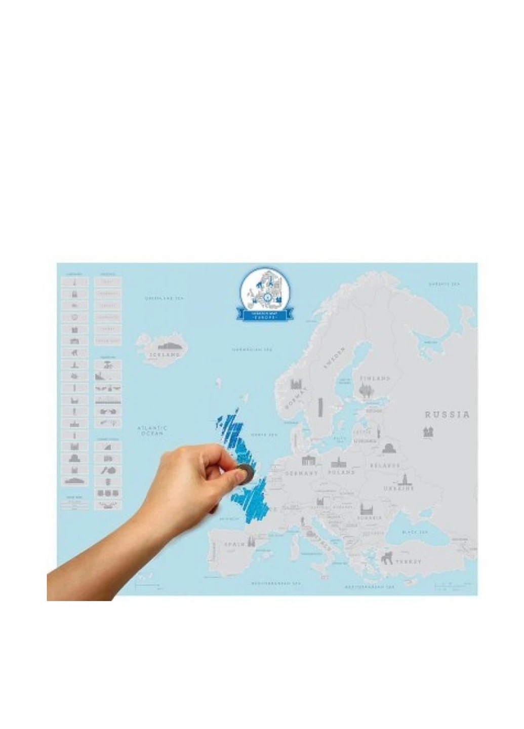 Скретч карта Європи, 55х44 см Forus (26746082)