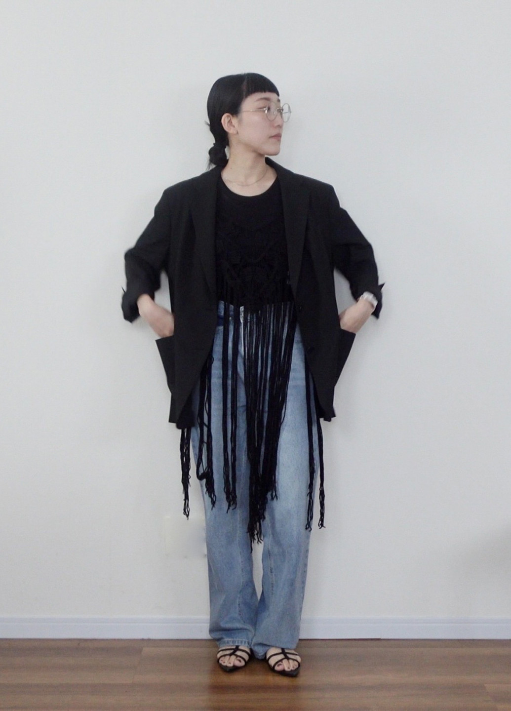 Черный женский жакет Uniqlo однотонный - демисезонный