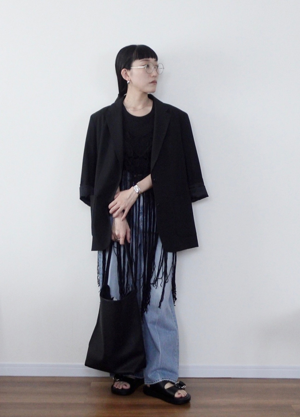 Черный женский жакет Uniqlo однотонный - демисезонный