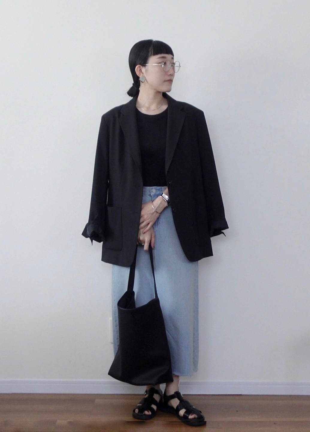 Черный женский жакет Uniqlo однотонный - демисезонный