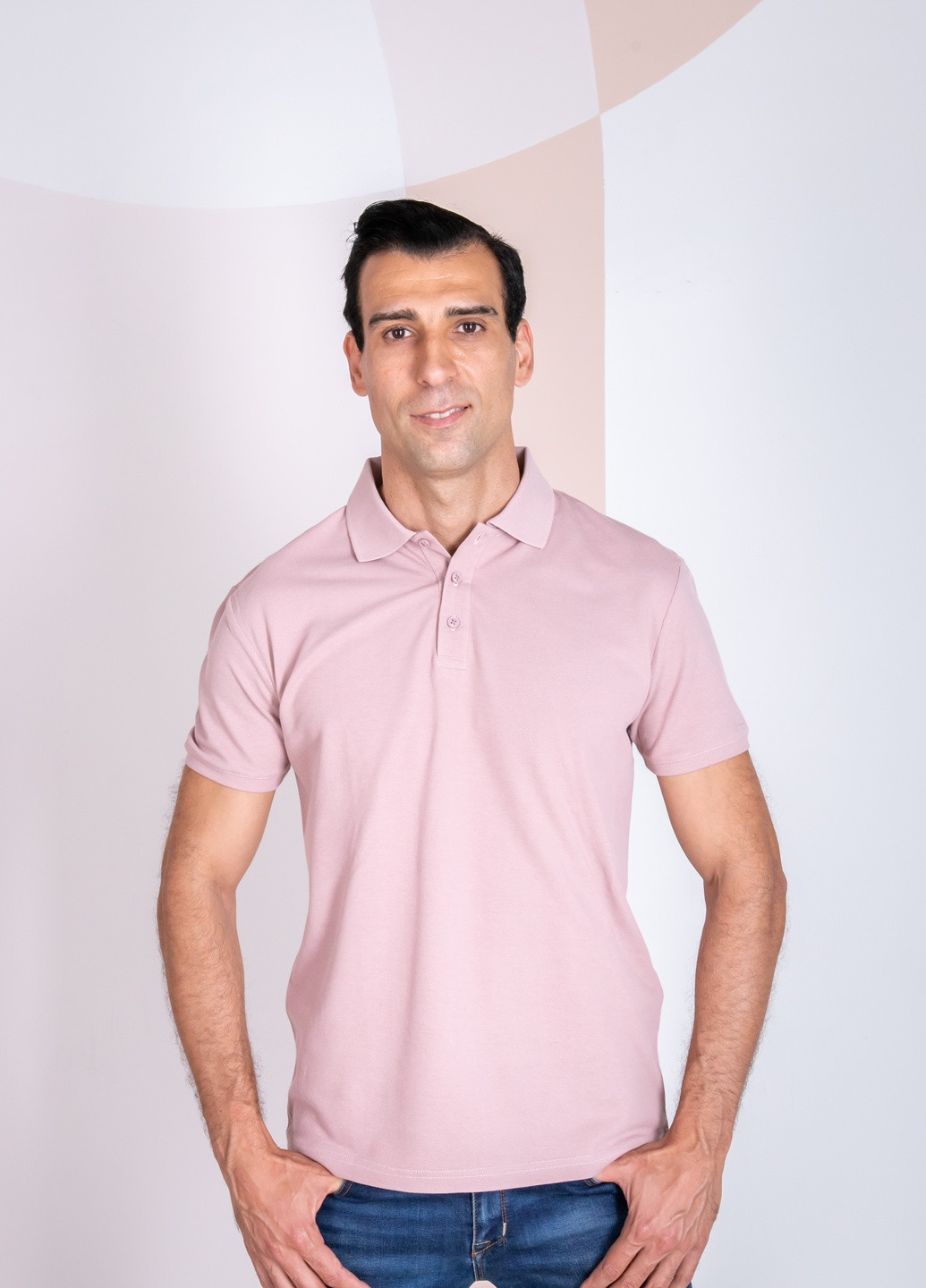 Розово-лиловая футболка-футболка поло мужская для мужчин TvoePolo однотонная