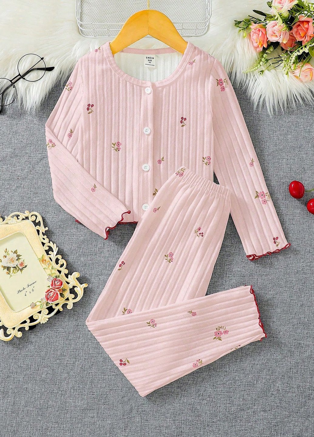 Світло-рожева всесезон піжама (кофта, штани) SHEIN