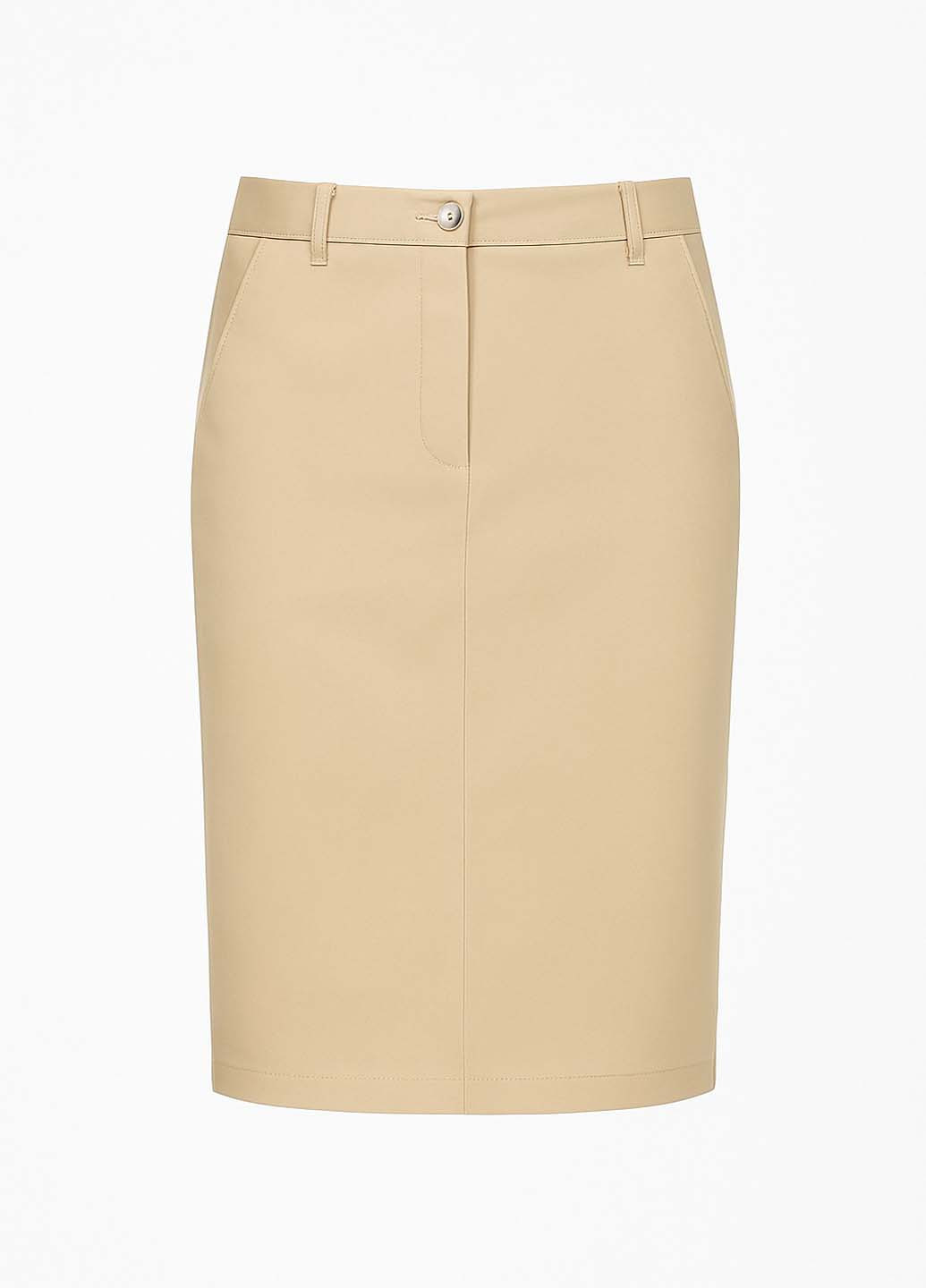 Бежевая кэжуал однотонная юбка Sassofono карандаш
