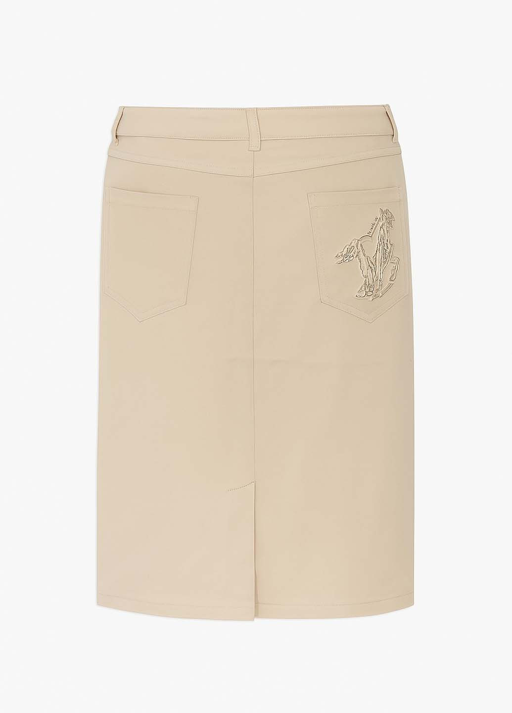 Бежевая кэжуал однотонная юбка Sassofono карандаш