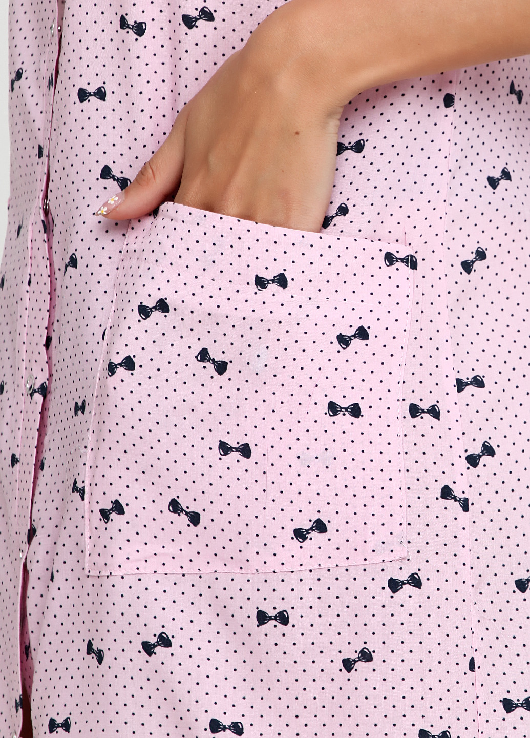 Светло-розовое кэжуал платье с открытыми плечами ANVI в горошек