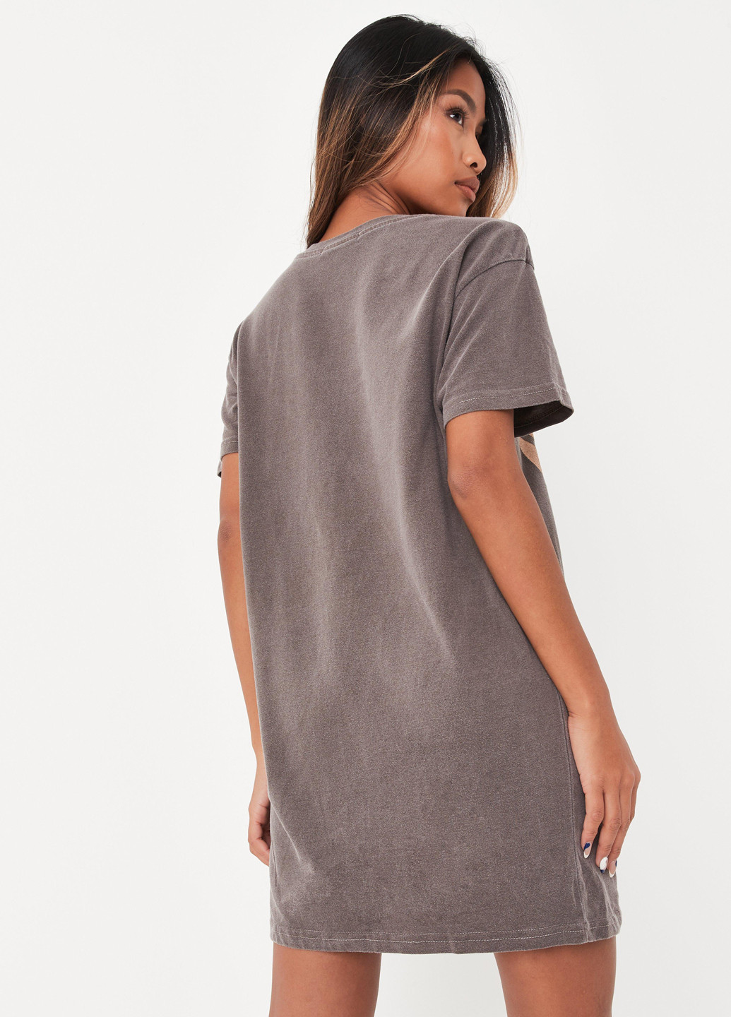 Сіро-коричнева кежуал сукня сукня-футболка Missguided з написами