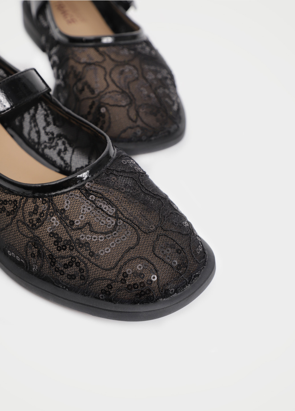 Женские балетки Respect | чёрные рисунки пайетки, перфорация текстиль (334111765)
