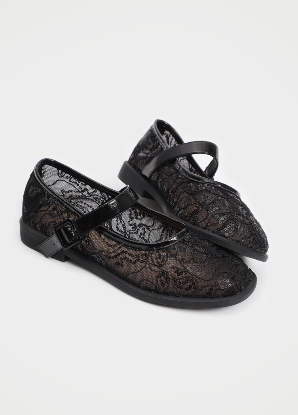 Женские балетки Respect | чёрные рисунки пайетки, перфорация текстиль (334111765)