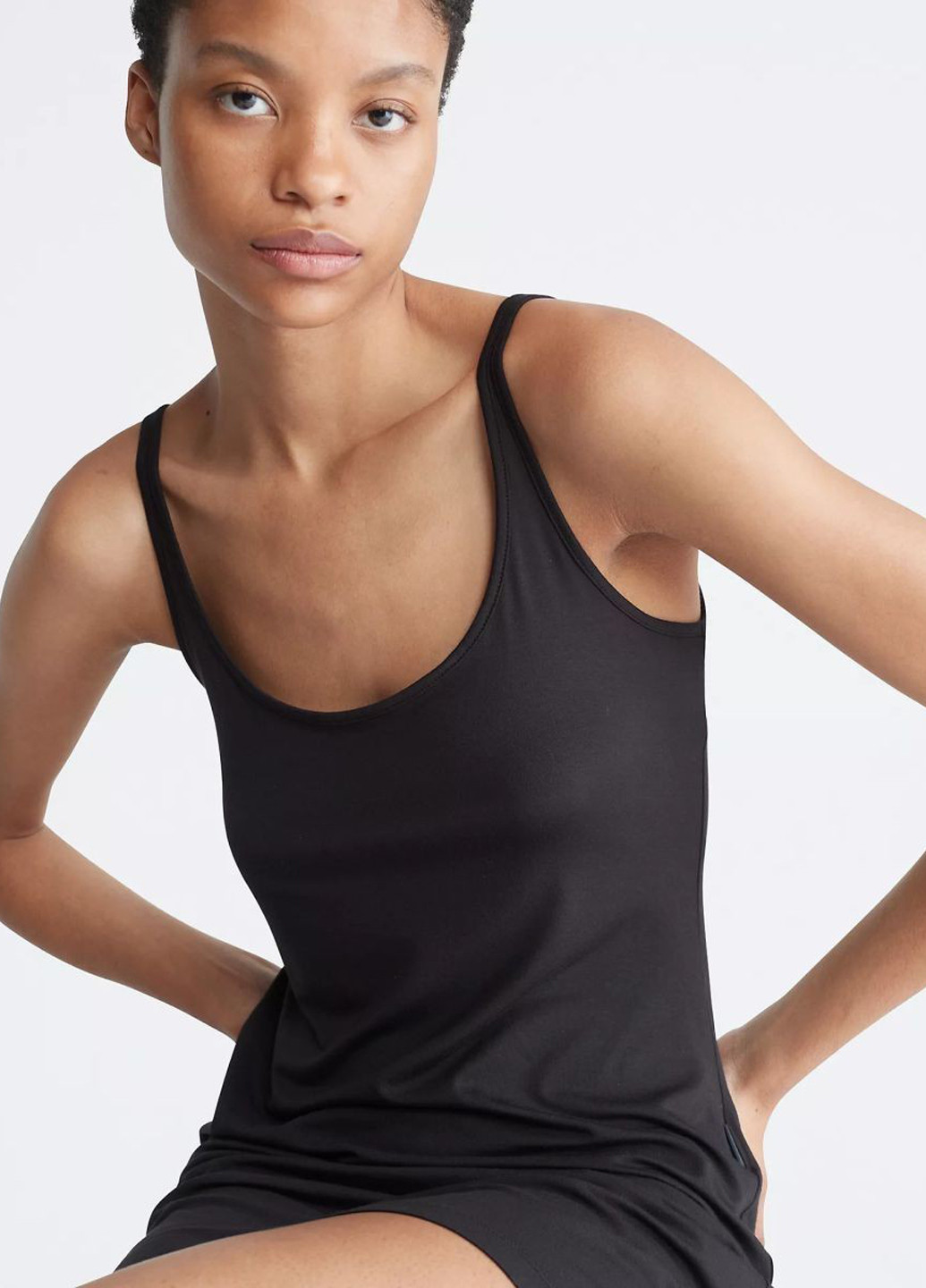 Черное домашнее платье платье-майка Calvin Klein однотонное