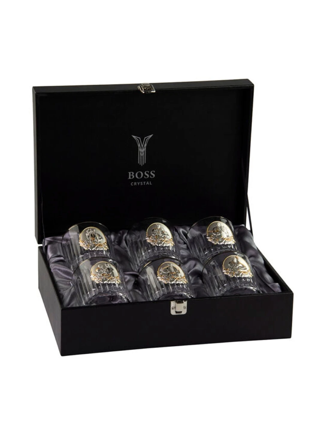 Набор стаканов Козаки Gold с платиновыми, золотыми и серебрянными накладками Boss Crystal (255190929)