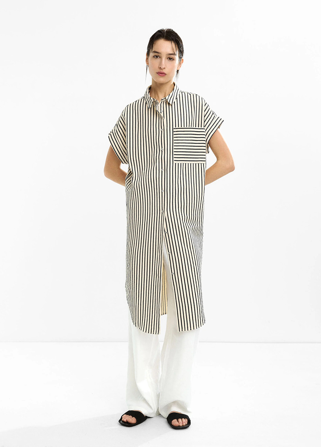 Чорно-білий кежуал сукня сукня-сорочка Parfois в смужку