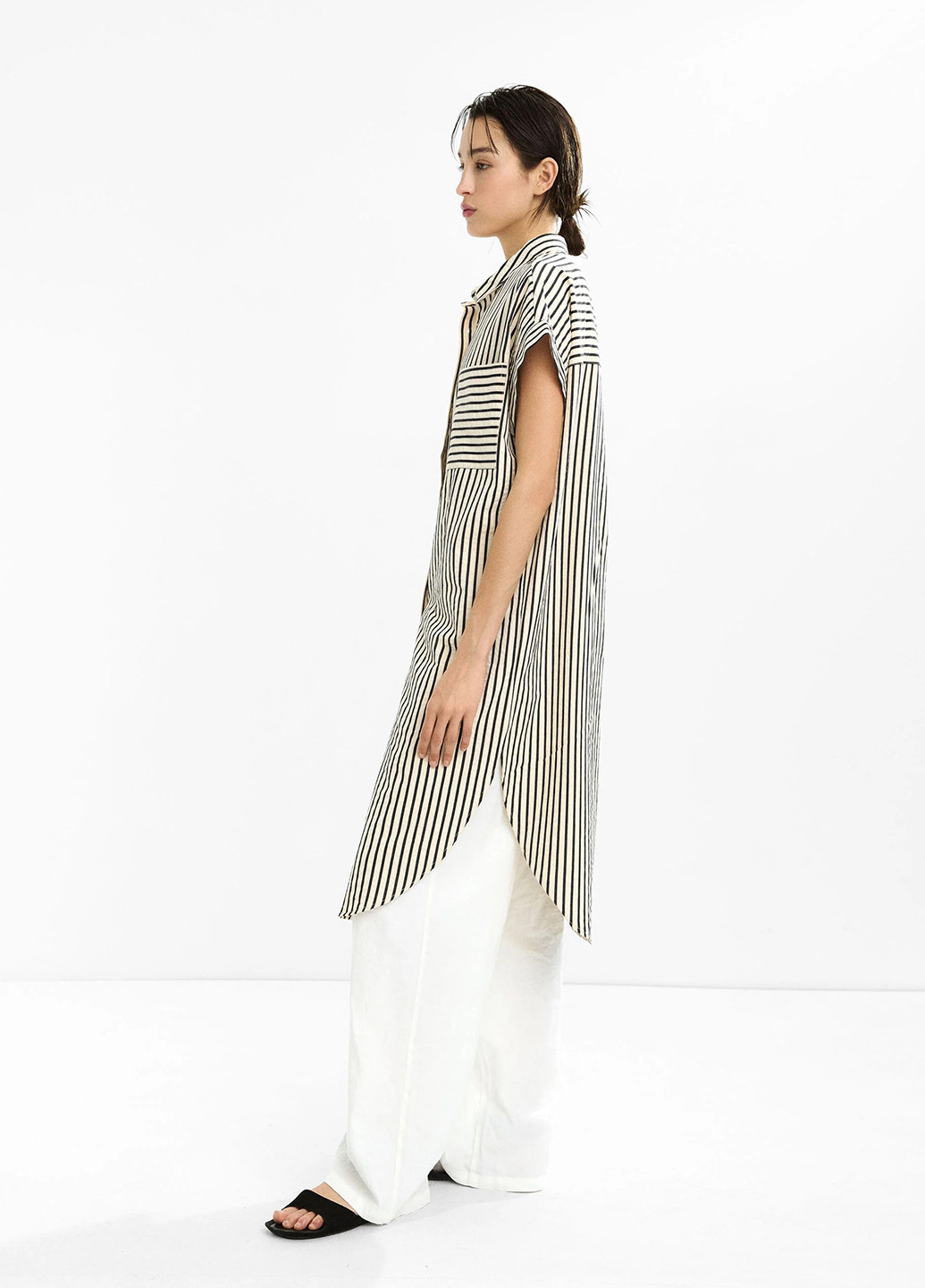 Чорно-білий кежуал сукня сукня-сорочка Parfois в смужку