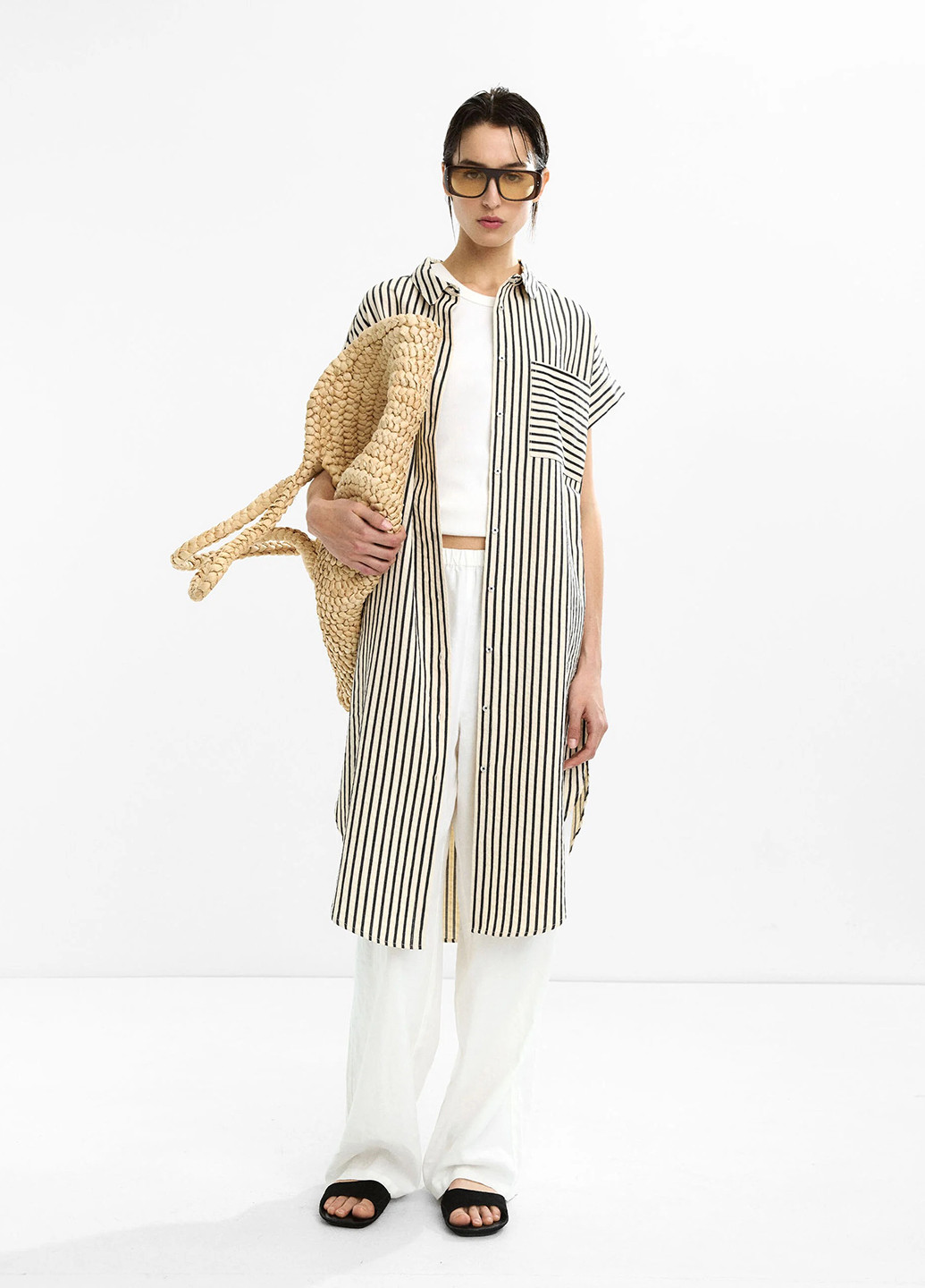 Чорно-білий кежуал сукня сукня-сорочка Parfois в смужку