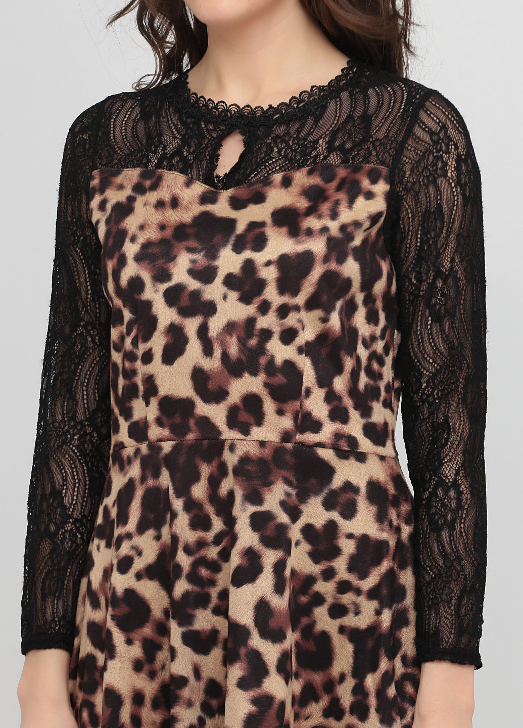 Комбинированное коктейльное платье No Brand леопардовый