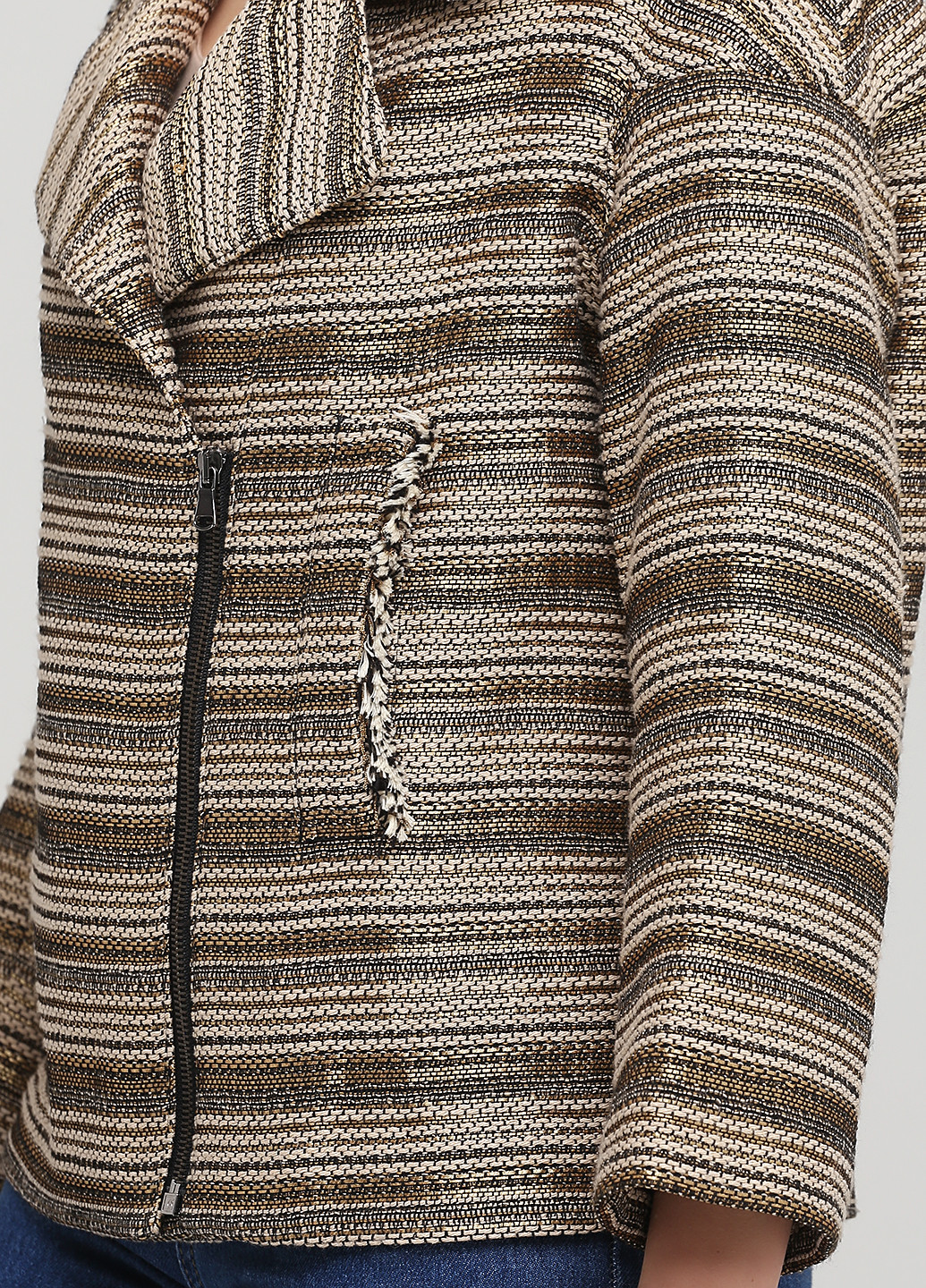 Бежевый женский жакет Sisley полосатый - демисезонный