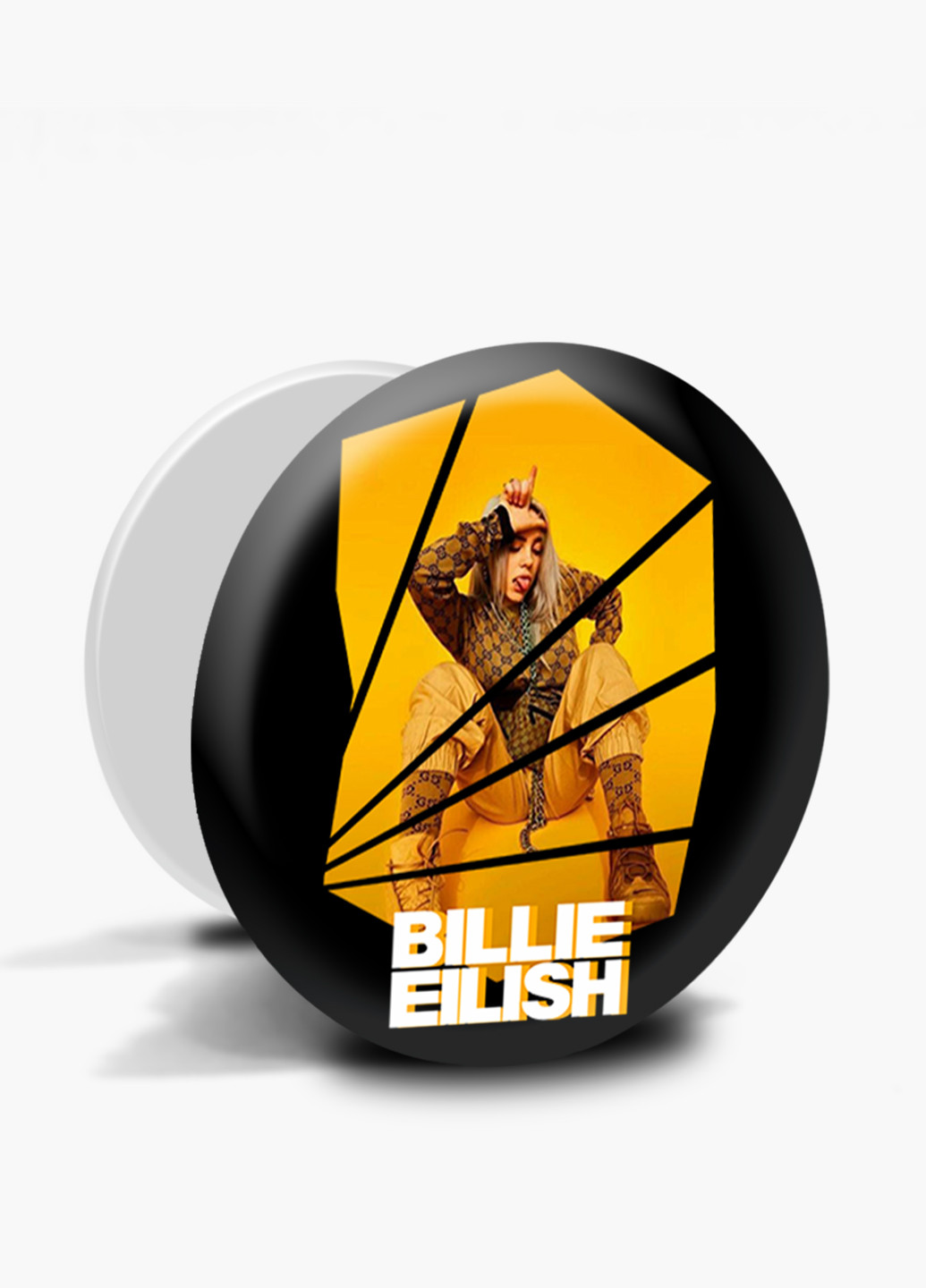 Попсокет (Popsockets) тримач для смартфону Біллі Айлиш (Billie Eilish) (8754-1216) Чорний MobiPrint (216748551)
