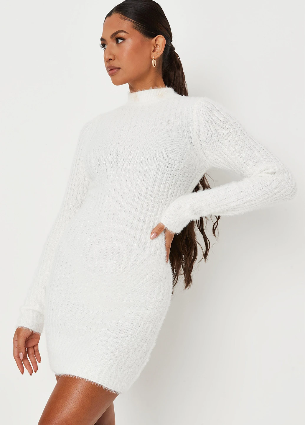Білий кежуал сукня сукня светр Missguided однотонна
