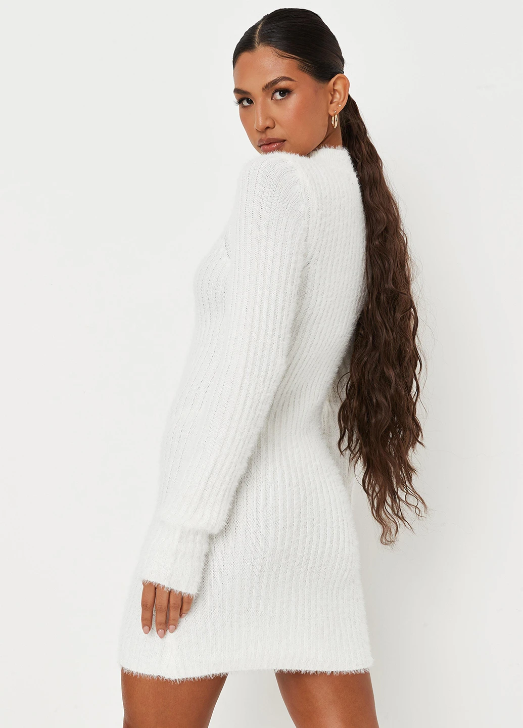Білий кежуал сукня сукня светр Missguided однотонна