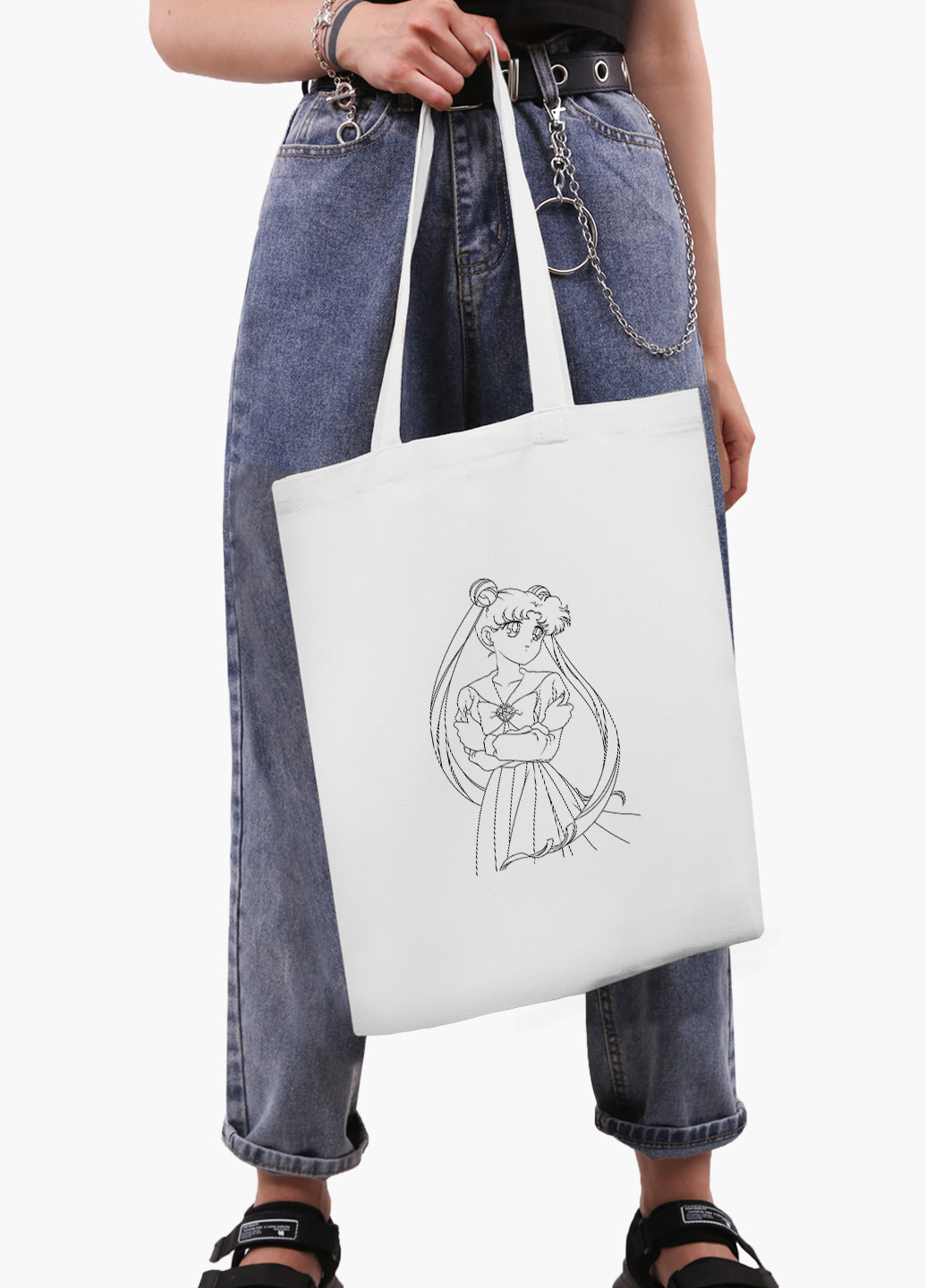 Эко сумка шоппер белая аниме Сейлор Мун (anime Sailor Moon) (9227-1768-WT-2) экосумка шопер 41*35 см MobiPrint (219111076)