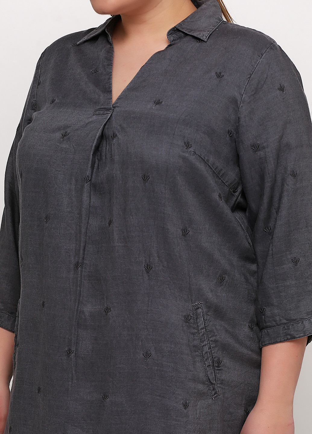 Темно-серое кэжуал платье рубашка Ciso однотонное