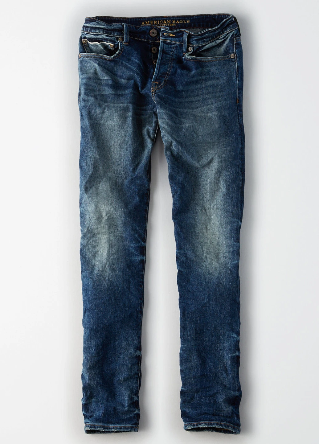 Синие демисезонные зауженные джинсы American Eagle