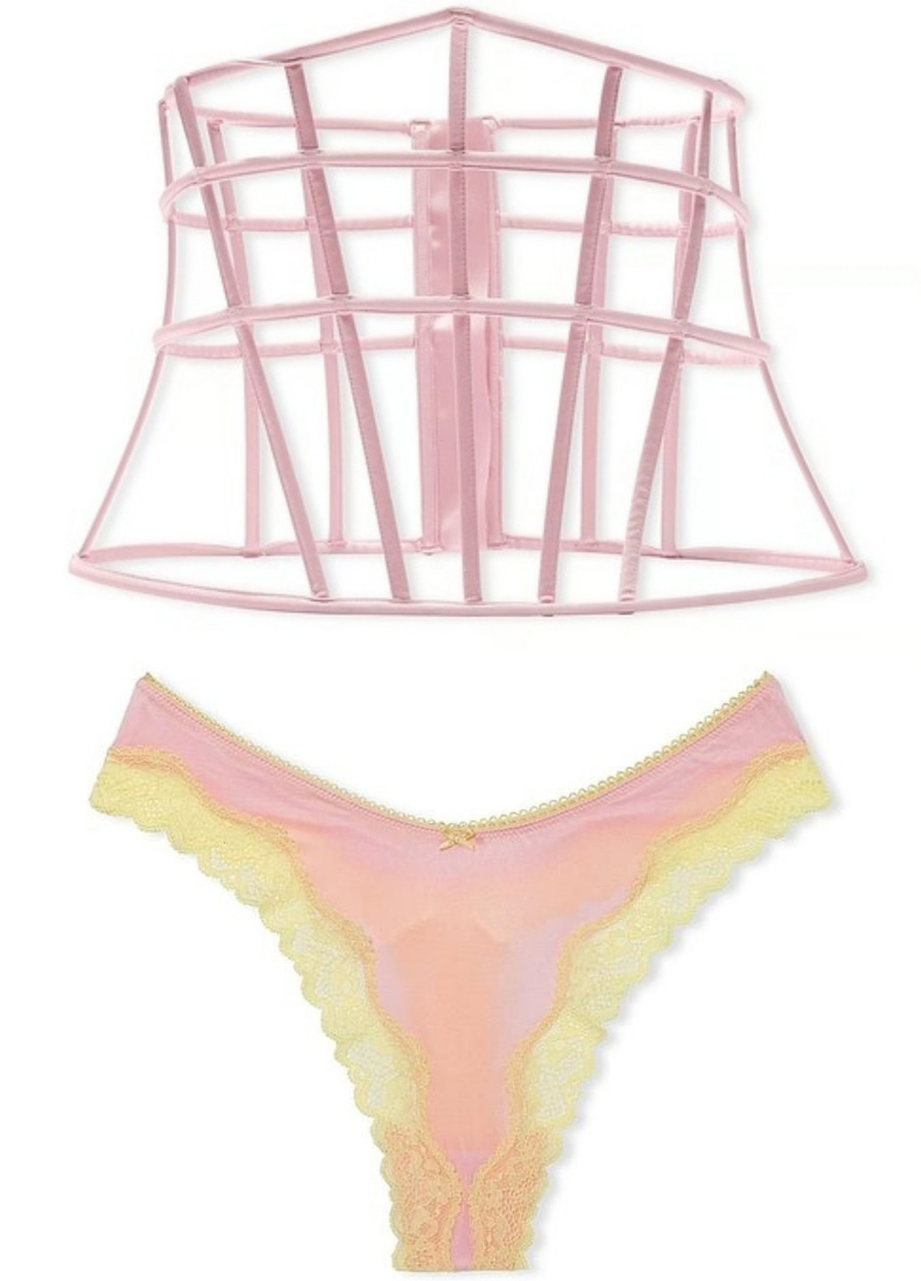 Рожевий демісезонний комплект (корсет, трусики) Victoria's Secret