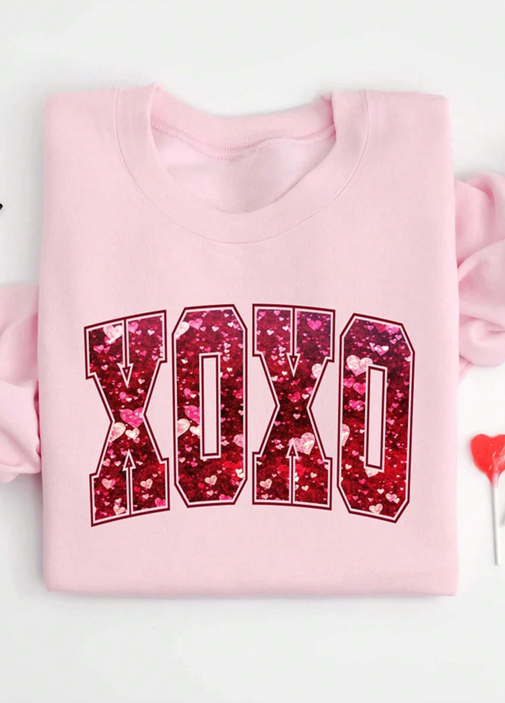 Світло-рожевий світшот SHEIN напис без декору (366071688)