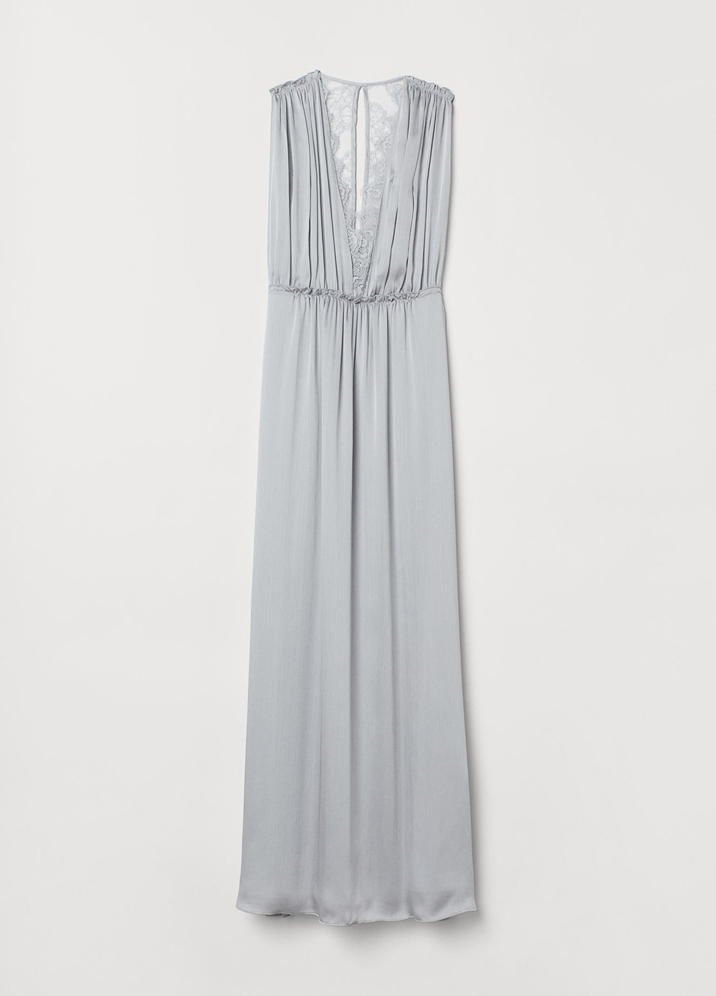 Серо-голубое вечернее платье в стиле ампир H&M однотонное