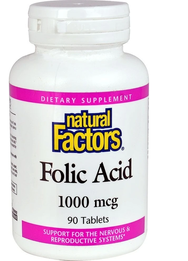 Фолієва кислота Folic Acid 1000 mcg 90 Tablets Natural Factors (254371963)