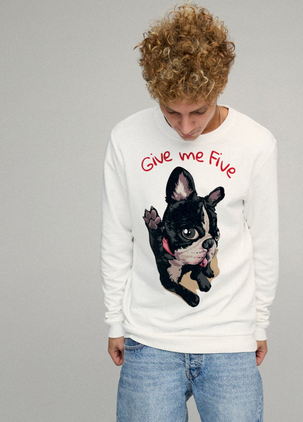 Белый свитшот мужской basic /no flis/ YAPPI рисунок (251791185)