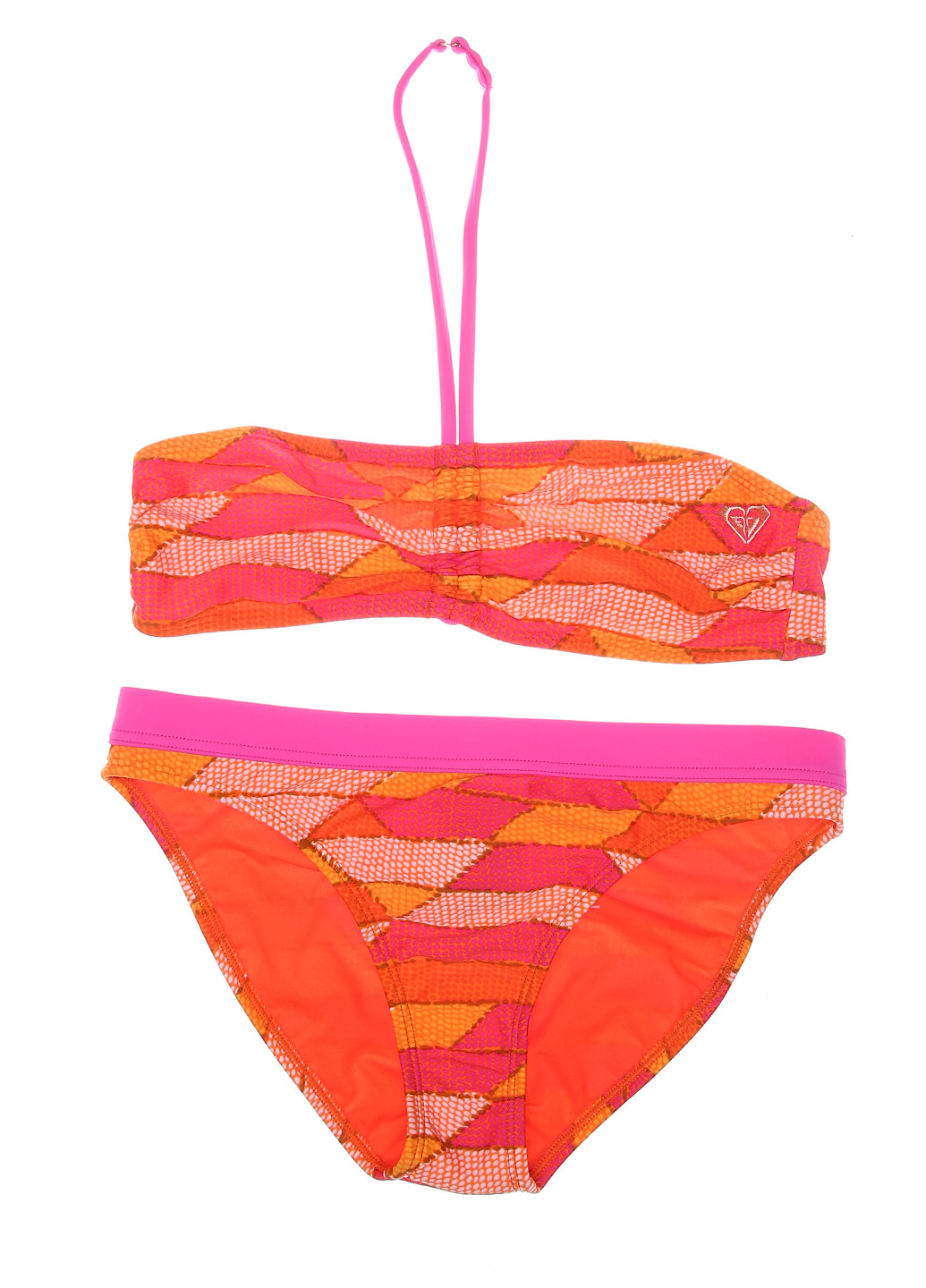 Оранжевый летний купальник (лиф, трусы) бандо Roxy