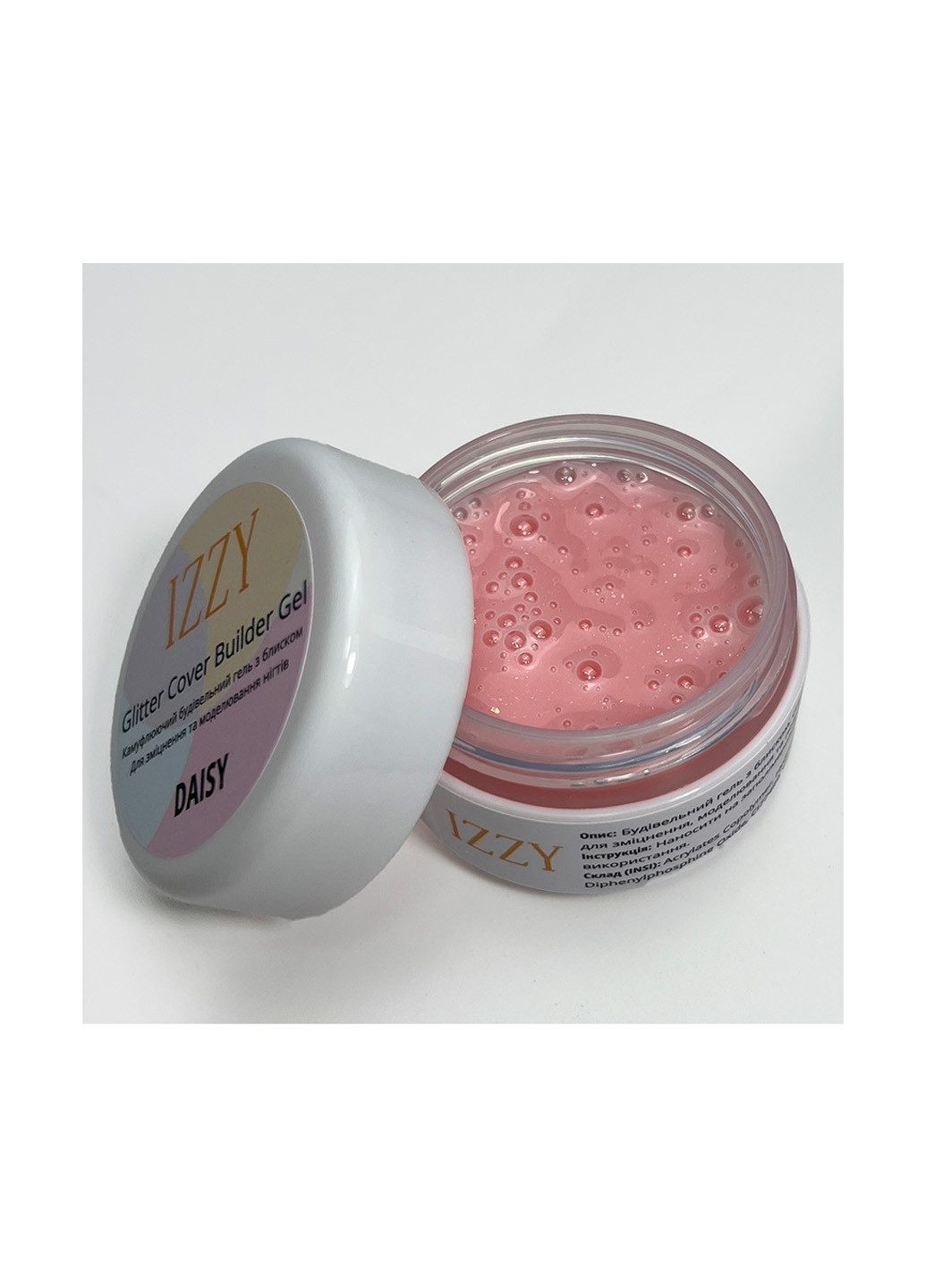 Гель для наращивания ногтей с хлопьями юкки Daisy Glitter Cover Gel, 20 г Izzy (363030710)