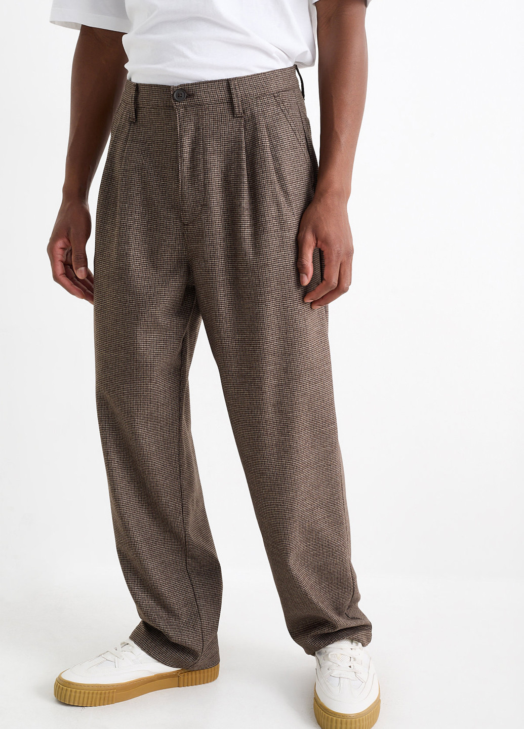 Коричневые кэжуал демисезонные прямые брюки C&A