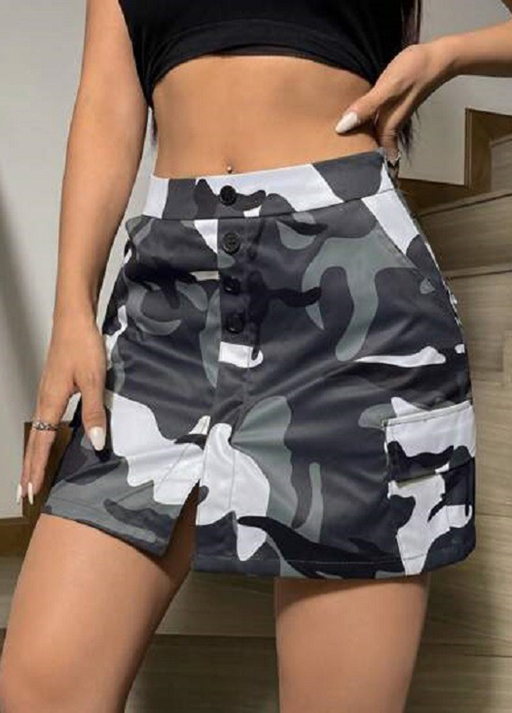 Разноцветная кэжуал камуфляжная юбка SHEIN карго