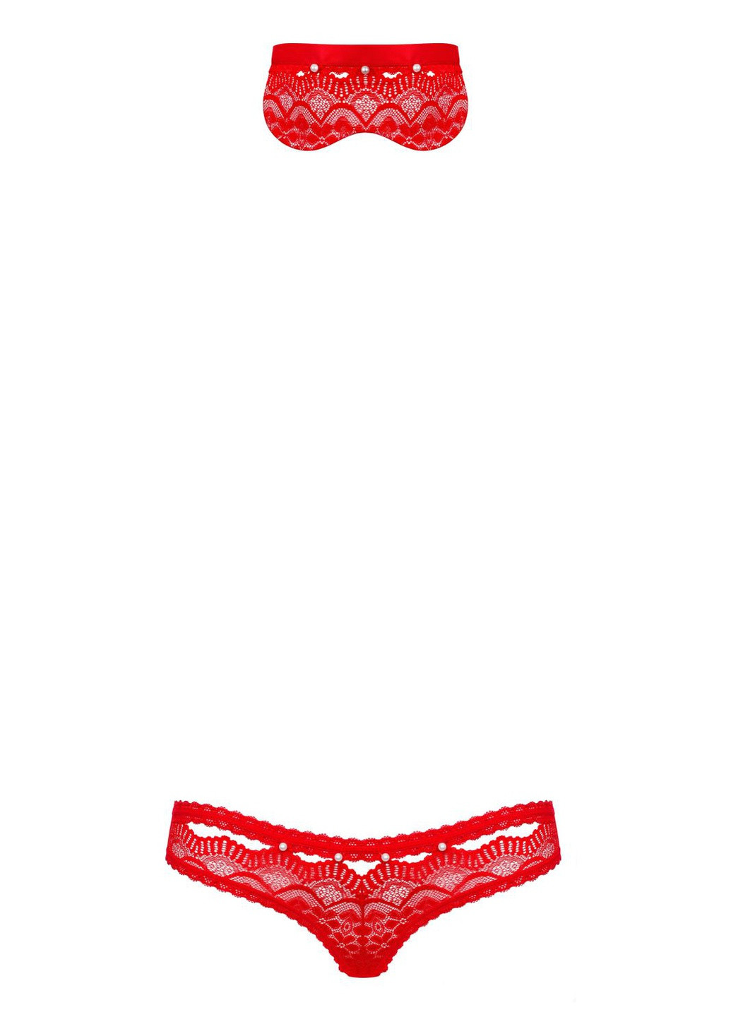 Красный демисезонный комплект белья (трусы, маска) Obsessive