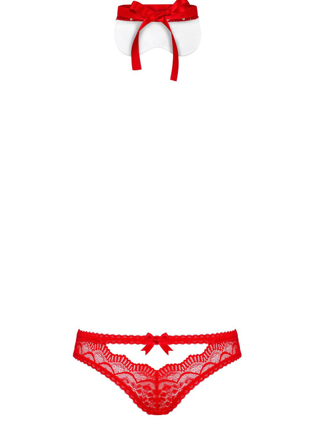 Червоний демісезонний комплект білизни (труси, маска) Obsessive