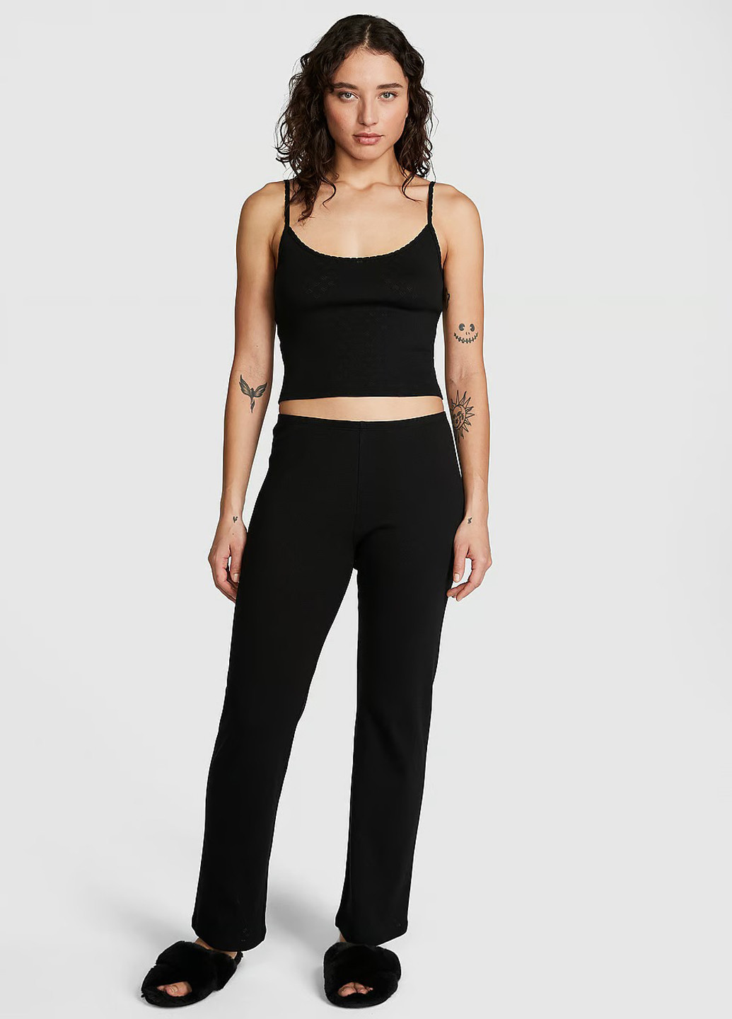 Черная всесезон пижама (майка, брюки) майка + брюки Victoria's Secret