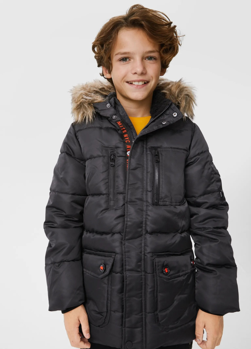 Черная зимняя зимняя куртка для мальчика 146 размер черная 2132590-1 C&A