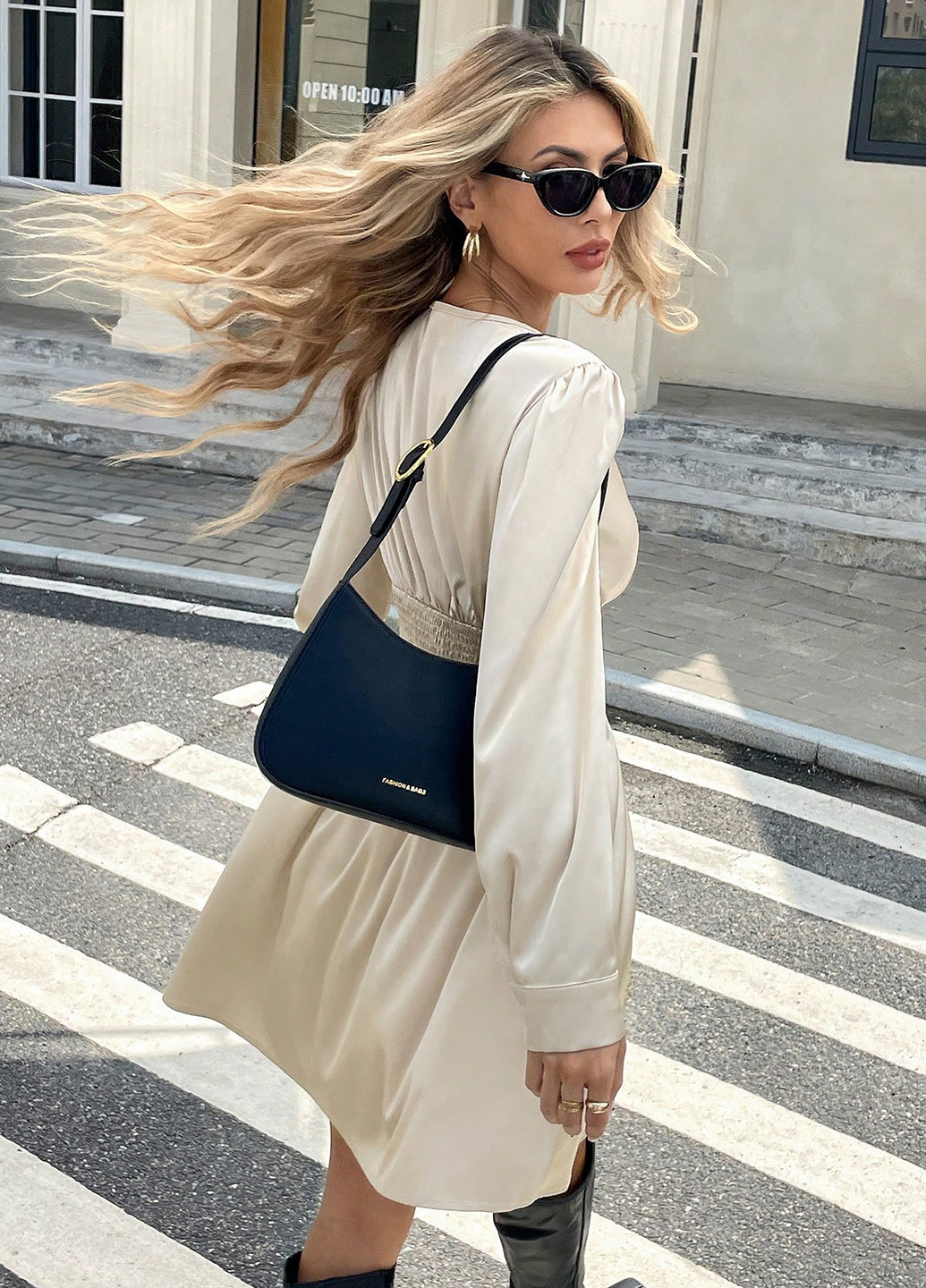 Кремова кежуал сукня кльош SHEIN однотонна