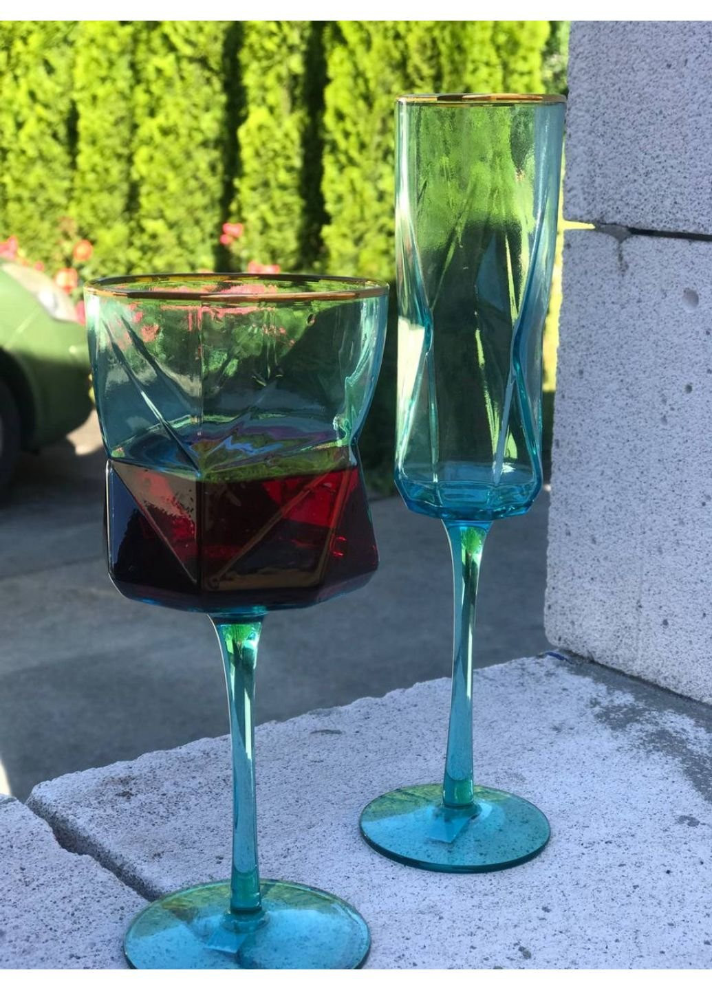 Бокал для вина Блакитна Геометрія OLGS1002-1 310 мл Olens (253626457)