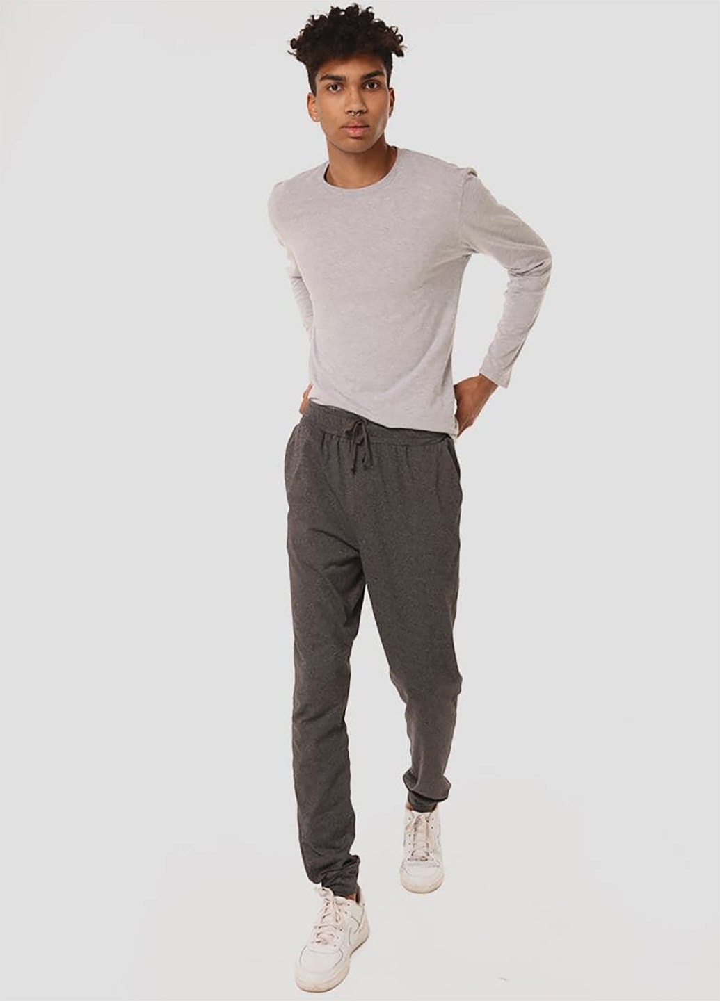 Серый демисезонный комплект домашний мужской серый (лонгслив, брюки) Love&Live