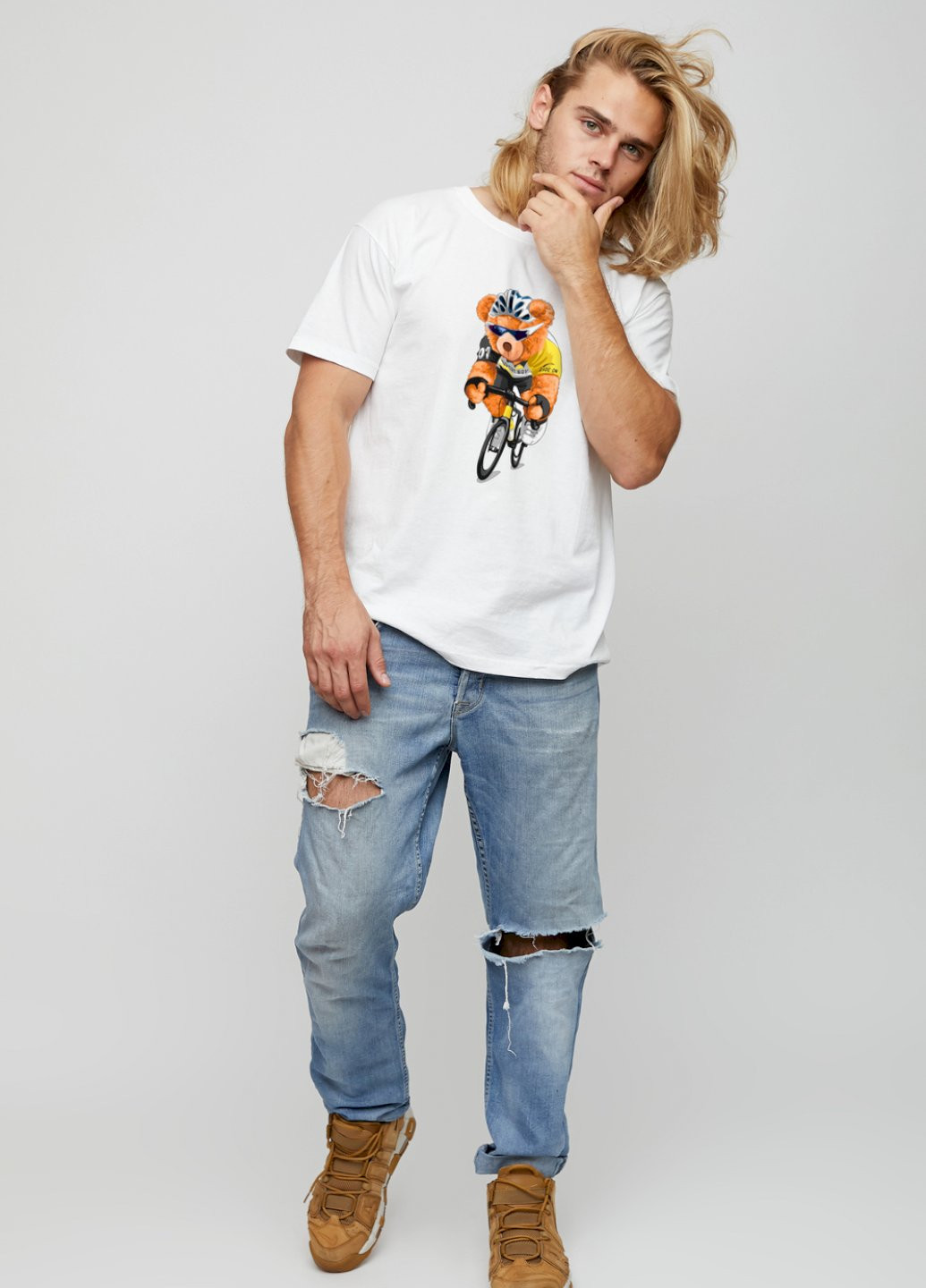 Біла футболка чоловіча basic /air print/ YAPPI