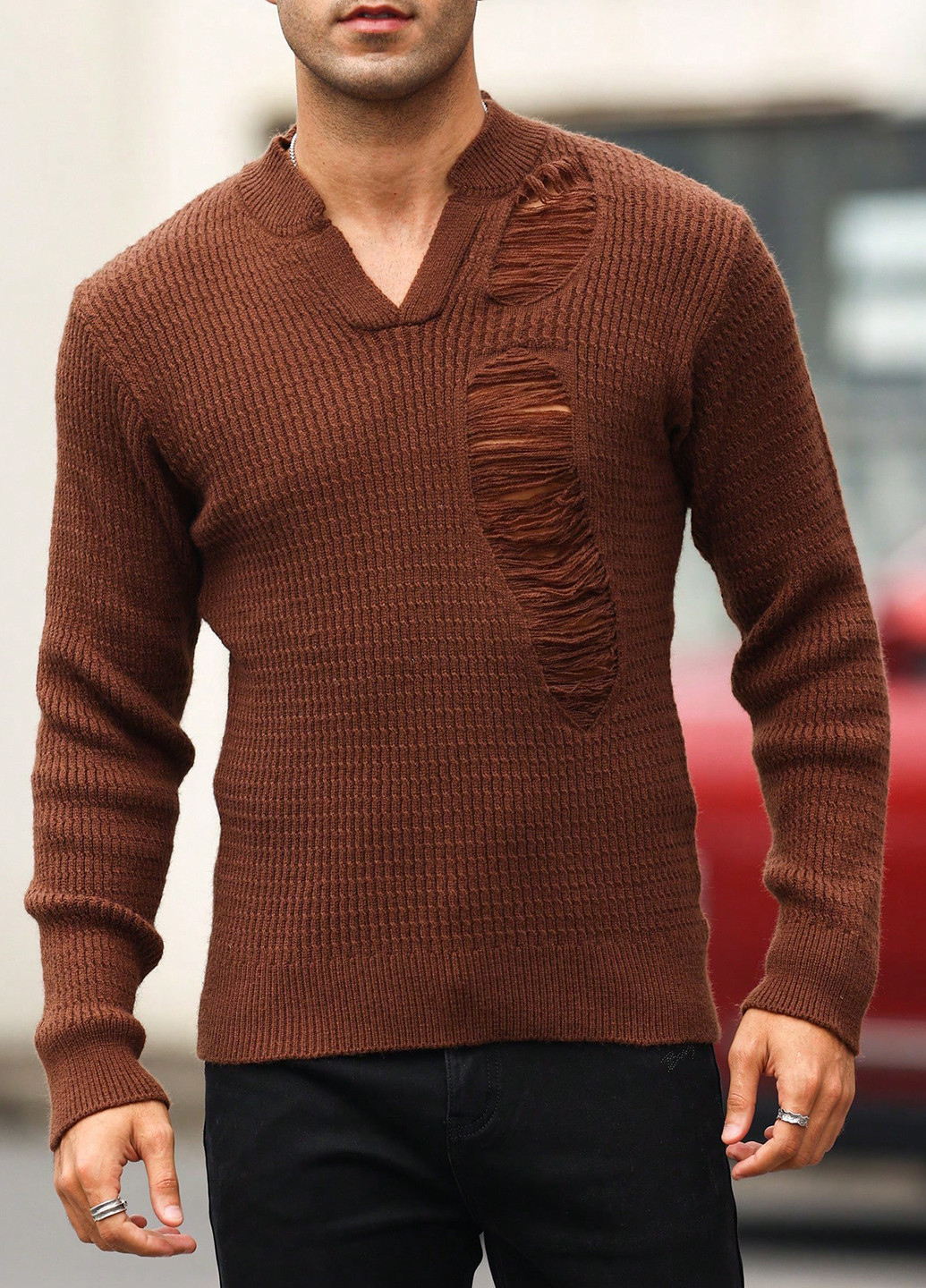 Коричневый демисезонный пуловер пуловер SHEIN