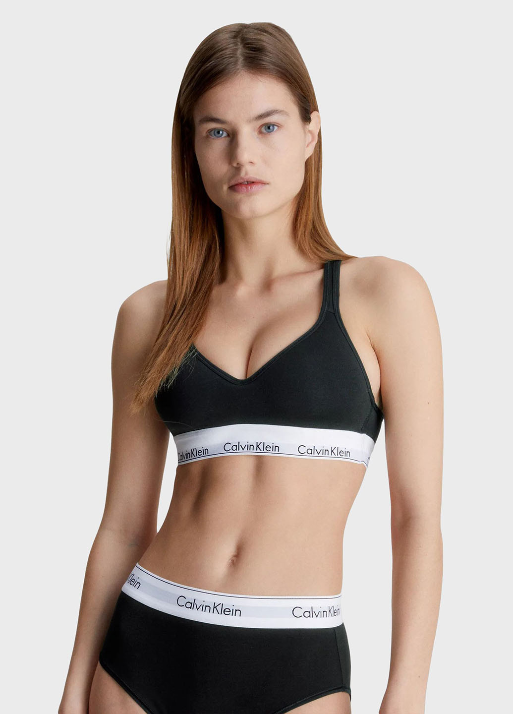 Чёрный топ бюстгальтер Calvin Klein без косточек хлопок