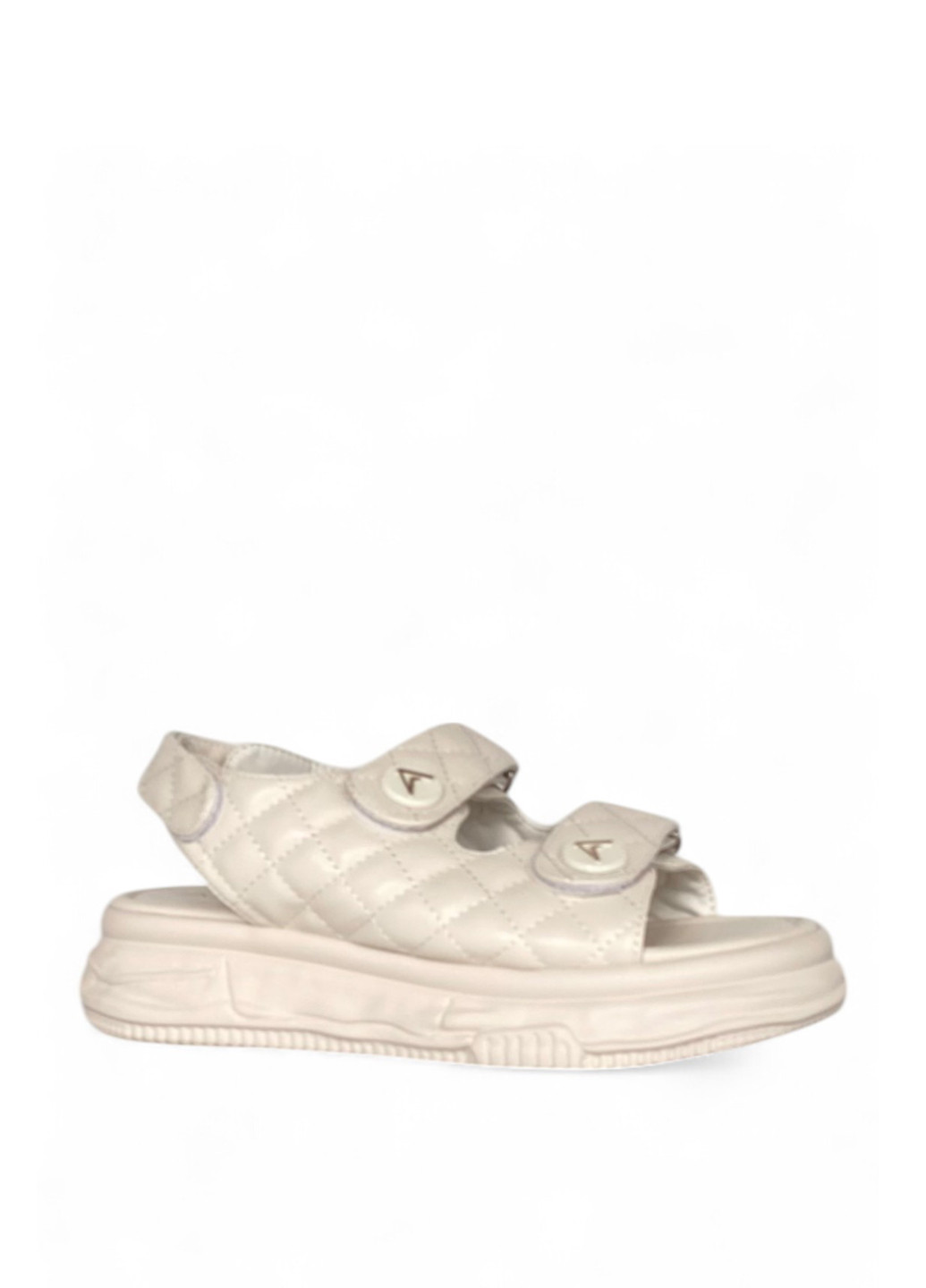 Светло-бежевые босоножки ALLSY на липучке с логотипом