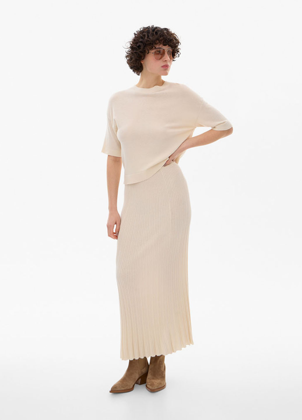 Светло-бежевая кэжуал однотонная юбка Promin