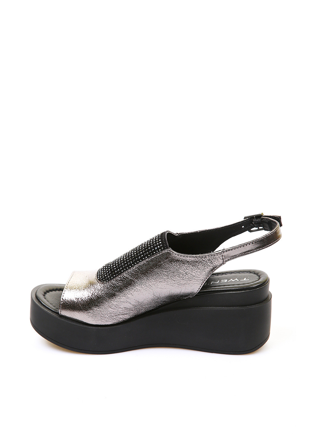 Серебряные босоножки Twenty Two с ремешком со стразами