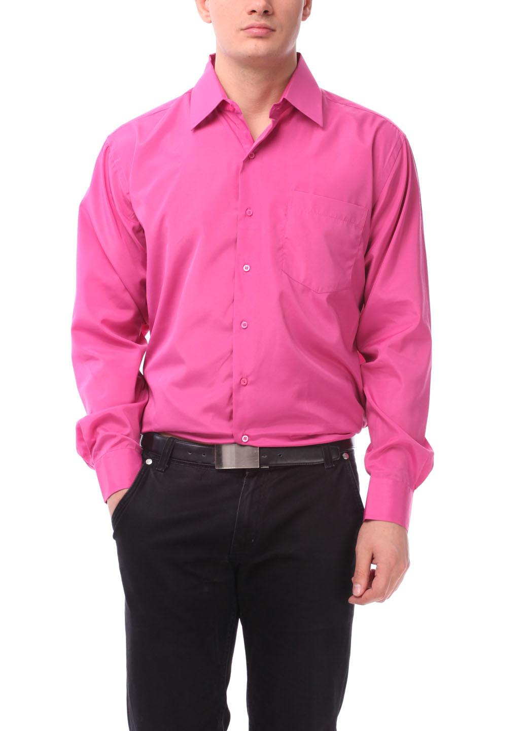 Розовая классическая рубашка однотонная Aldo & Co с длинным рукавом